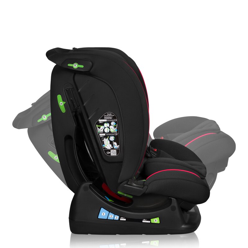 Scaun auto, Lionelo, Aart i-Size, Cu spatar inclinabil in 4 pozitii, Cu tetiera reglabila in 13 pozitii, 0-36 Kg, 40-150 cm, Cu centura siguranta in 3 puncte, Conform cu ECE R129/03, Negru/Rosu - gogobaby.ro