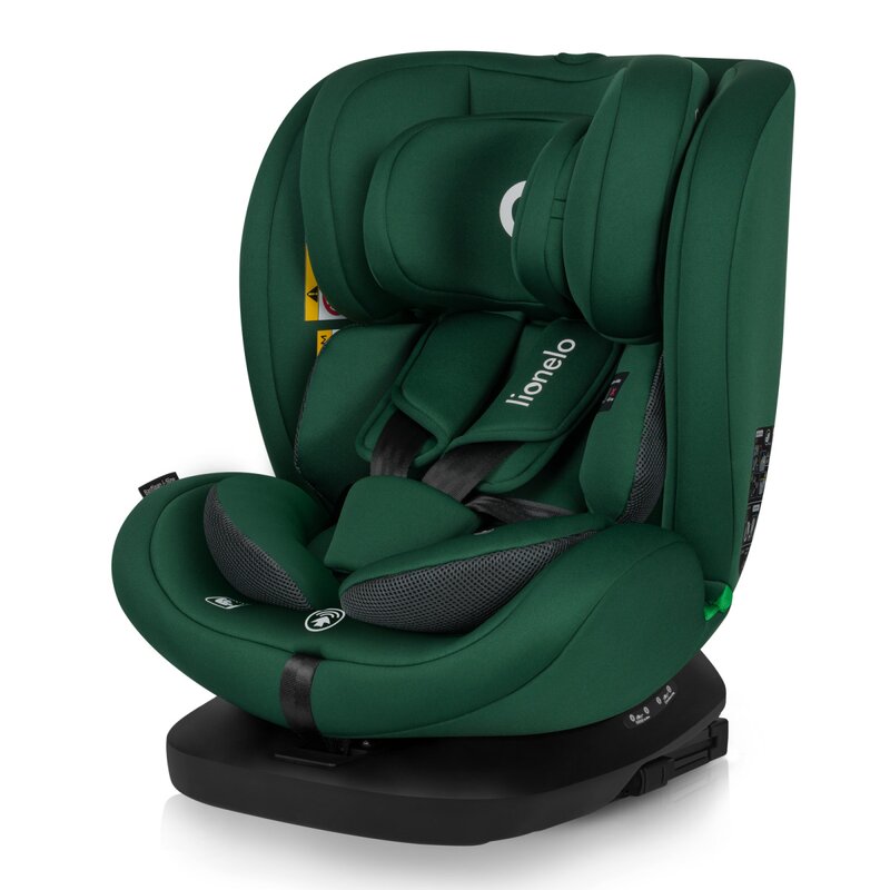 Scaun auto, Lionelo, Bastiaan i-Size, 4 in 1, Protectie laterala, Cu spatar inclinabil in 4 pozitii, Cu tetiera reglabila in 7 pozitii, Rotire 360 grade, Top Tether, 0-36 Kg, 40-150 cm, Cu Isofix, Conform cu ECE R129/03, Verde