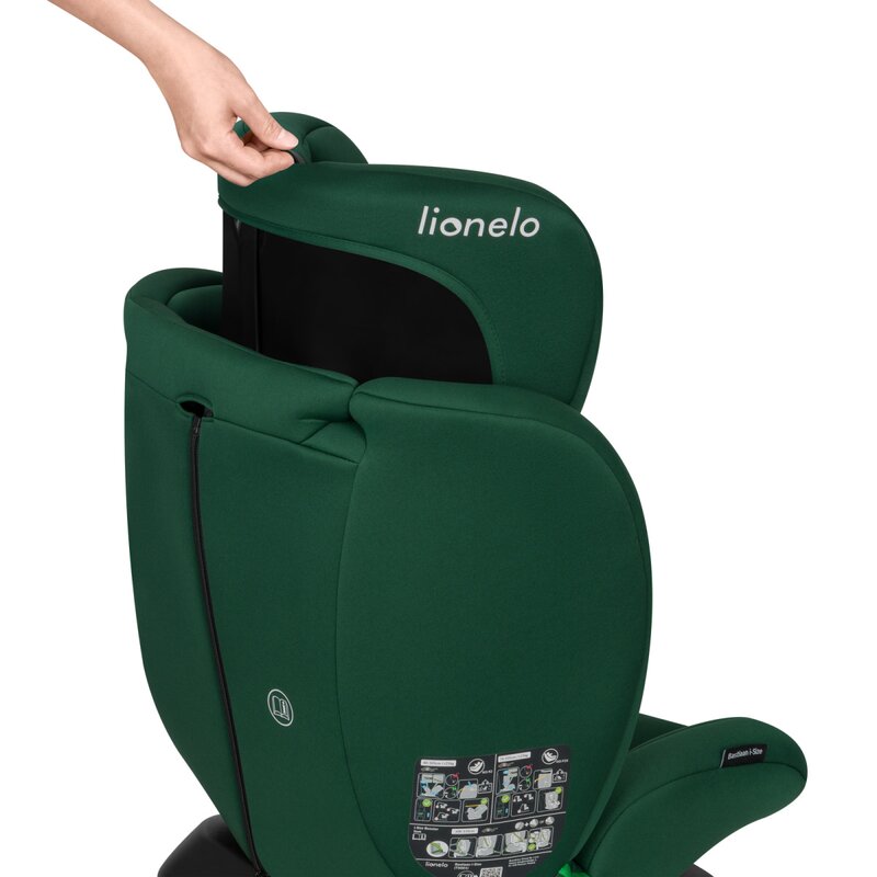 Scaun auto, Lionelo, Bastiaan i-Size, 4 in 1, Protectie laterala, Cu spatar inclinabil in 4 pozitii, Cu tetiera reglabila in 7 pozitii, Rotire 360 grade, Top Tether, 0-36 Kg, 40-150 cm, Cu Isofix, Conform cu ECE R129/03, Verde