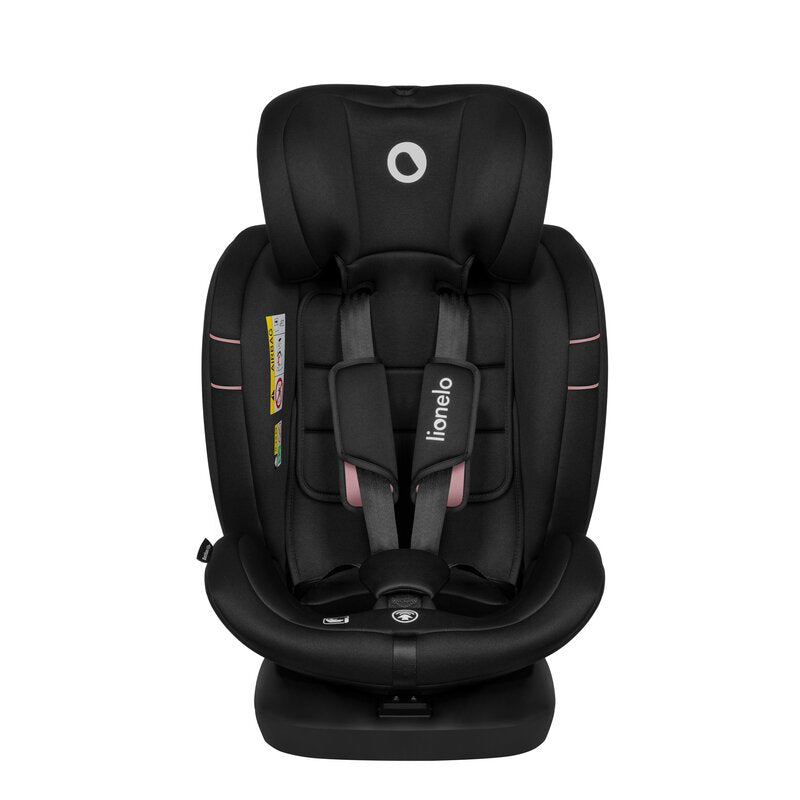Scaun auto, Lionelo, Bastiaan i-Size, 4 in 1, Protectie laterala, Cu spatar inclinabil in 4 pozitii, Cu tetiera reglabila in 7 pozitii, Rotire 360 grade, Top Tether, 0-36 Kg, 40-150 cm, Cu Isofix, Conform cu ECE R129/03, Roz deschis