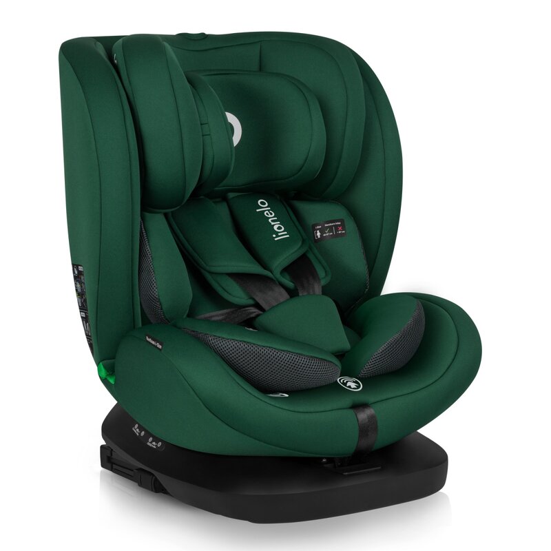 Scaun auto, Lionelo, Bastiaan i-Size, 4 in 1, Protectie laterala, Cu spatar inclinabil in 4 pozitii, Cu tetiera reglabila in 7 pozitii, Rotire 360 grade, Top Tether, 0-36 Kg, 40-150 cm, Cu Isofix, Conform cu ECE R129/03, Verde