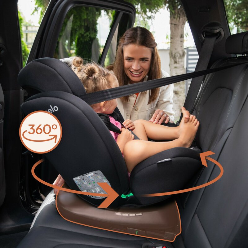 Scaun auto, Lionelo, Bastiaan i-Size, 4 in 1, Protectie laterala, Cu spatar inclinabil in 4 pozitii, Cu tetiera reglabila in 7 pozitii, Rotire 360 grade, Top Tether, 0-36 Kg, 40-150 cm, Cu Isofix, Conform cu ECE R129/03, Roz deschis