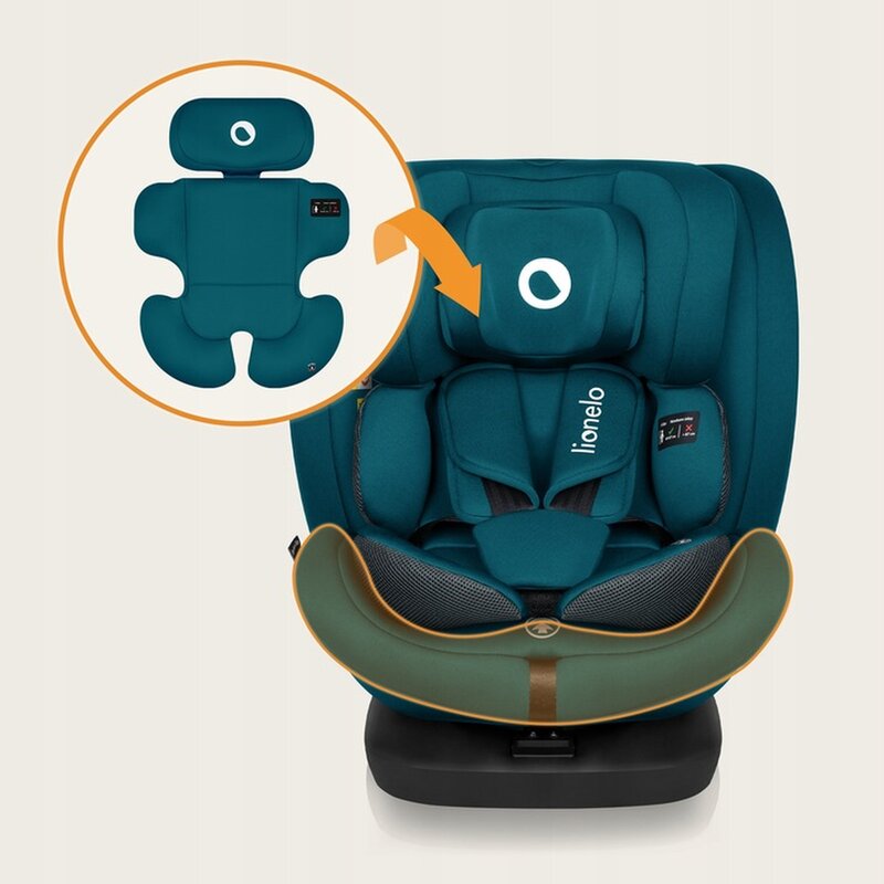 Scaun auto, Lionelo, Bastiaan i-Size, 4 in 1, Protectie laterala, Cu spatar inclinabil in 4 pozitii, Cu tetiera reglabila in 7 pozitii, Rotire 360 grade, Top Tether, 0-36 Kg, 40-150 cm, Cu Isofix, Conform cu ECE R129/03, Albastru Indigo