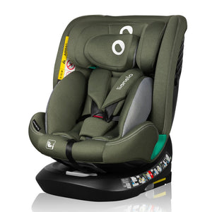 Scaun auto, Lionelo, Bastiaan One i-Size, 4 in 1, Protectie laterala, Cu spatar inclinabil in 4 pozitii, Cu tetiera reglabila in 13 pozitii, Rotire 360 grade, Top Tether, 0-36 Kg, 40-150 cm, Cu Isofix, Conform cu ECE R129, Verde