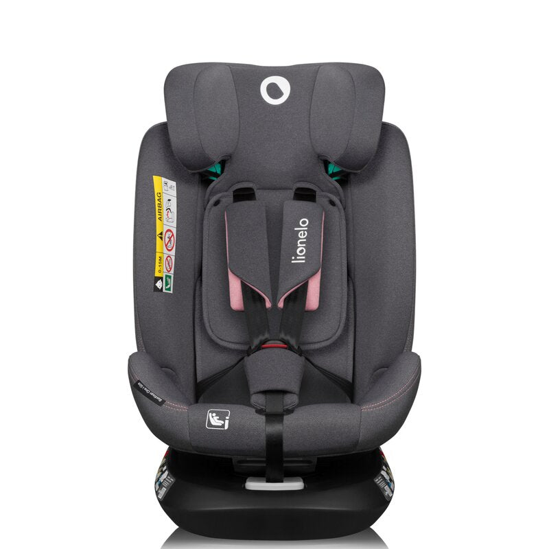 Scaun auto, Lionelo, Bastiaan One i-Size, 4 in 1, Protectie laterala, Cu spatar inclinabil in 4 pozitii, Cu tetiera reglabila in 13 pozitii, Rotire 360 grade, Top Tether, 0-36 Kg, 40-150 cm, Cu Isofix, Conform cu ECE R129, Roz - gogobaby.ro