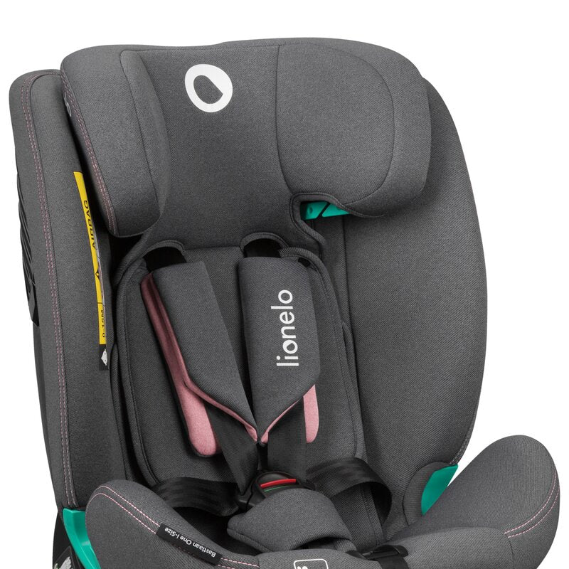 Scaun auto, Lionelo, Bastiaan One i-Size, 4 in 1, Protectie laterala, Cu spatar inclinabil in 4 pozitii, Cu tetiera reglabila in 13 pozitii, Rotire 360 grade, Top Tether, 0-36 Kg, 40-150 cm, Cu Isofix, Conform cu ECE R129, Roz - gogobaby.ro