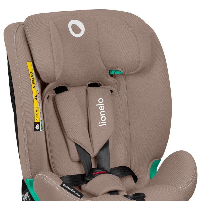 Scaun auto, Lionelo, Bastiaan One i-Size, 4 in 1, Protectie laterala, Cu spatar inclinabil in 4 pozitii, Cu tetiera reglabila in 13 pozitii, Rotire 360 grade, Top Tether, 0-36 Kg, 40-150 cm, Cu Isofix, Conform cu ECE R129, Bej - gogobaby.ro