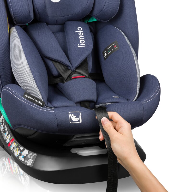 Scaun auto, Lionelo, Bastiaan One i-Size, 4 in 1, Protectie laterala, Cu spatar inclinabil in 4 pozitii, Cu tetiera reglabila in 13 pozitii, Rotire 360 grade, Top Tether, 0-36 Kg, 40-150 cm, Cu Isofix, Conform cu ECE R129, Albastru - gogobaby.ro