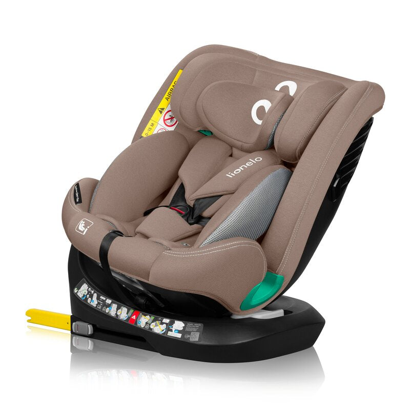 Scaun auto, Lionelo, Bastiaan One i-Size, 4 in 1, Protectie laterala, Cu spatar inclinabil in 4 pozitii, Cu tetiera reglabila in 13 pozitii, Rotire 360 grade, Top Tether, 0-36 Kg, 40-150 cm, Cu Isofix, Conform cu ECE R129, Bej - gogobaby.ro