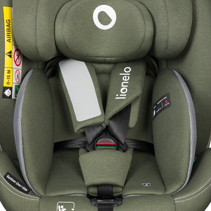 Scaun auto, Lionelo, Bastiaan One i-Size, 4 in 1, Protectie laterala, Cu spatar inclinabil in 4 pozitii, Cu tetiera reglabila in 13 pozitii, Rotire 360 grade, Top Tether, 0-36 Kg, 40-150 cm, Cu Isofix, Conform cu ECE R129, Verde - gogobaby.ro