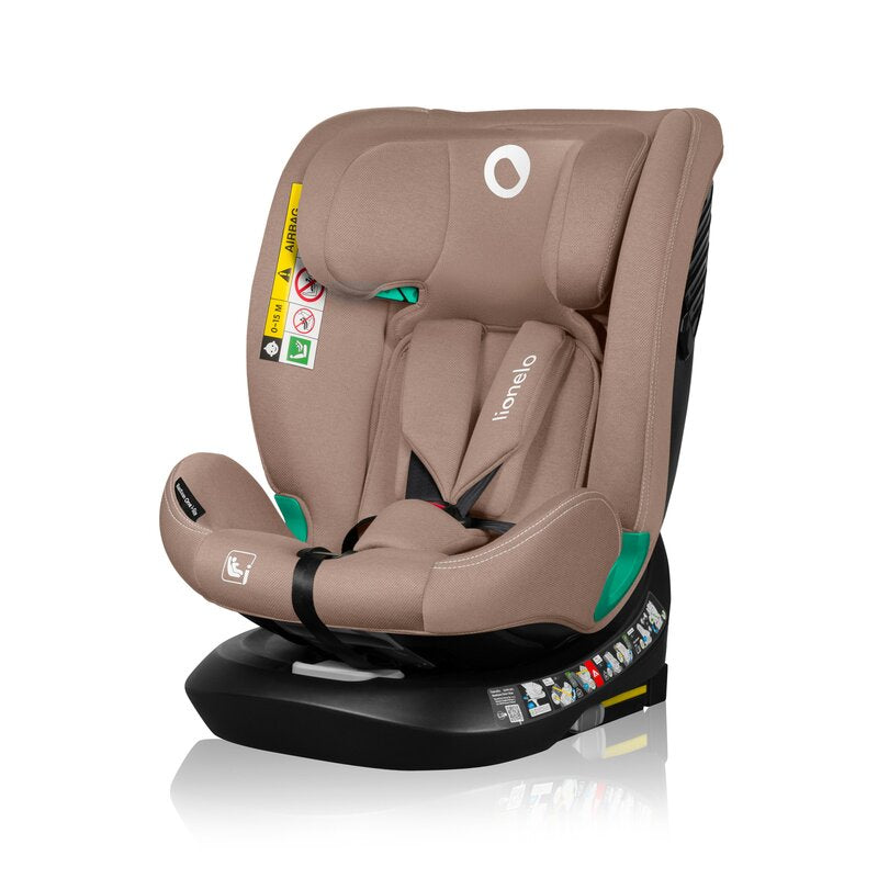 Scaun auto, Lionelo, Bastiaan One i-Size, 4 in 1, Protectie laterala, Cu spatar inclinabil in 4 pozitii, Cu tetiera reglabila in 13 pozitii, Rotire 360 grade, Top Tether, 0-36 Kg, 40-150 cm, Cu Isofix, Conform cu ECE R129, Bej - gogobaby.ro