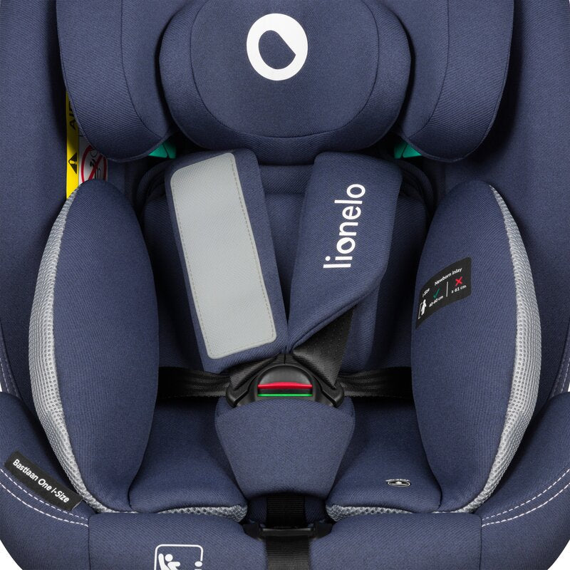 Scaun auto, Lionelo, Bastiaan One i-Size, 4 in 1, Protectie laterala, Cu spatar inclinabil in 4 pozitii, Cu tetiera reglabila in 13 pozitii, Rotire 360 grade, Top Tether, 0-36 Kg, 40-150 cm, Cu Isofix, Conform cu ECE R129, Albastru - gogobaby.ro