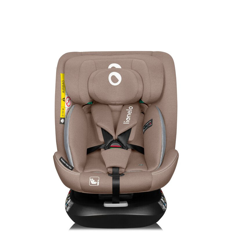 Scaun auto, Lionelo, Bastiaan One i-Size, 4 in 1, Protectie laterala, Cu spatar inclinabil in 4 pozitii, Cu tetiera reglabila in 13 pozitii, Rotire 360 grade, Top Tether, 0-36 Kg, 40-150 cm, Cu Isofix, Conform cu ECE R129, Bej - gogobaby.ro
