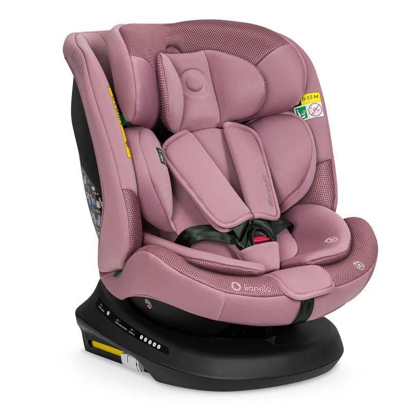 Scaun auto, Lionelo, Bastiaan Plus i-Size, 4 in 1, Protectie laterala, Cu spatar inclinabil in 6 pozitii, Cu tetiera reglabila in 12 pozitii, Rotire 360 grade, Top Tether, 0-36 Kg, 40-150 cm, Cu Isofix, Conform cu R129/04, Roz