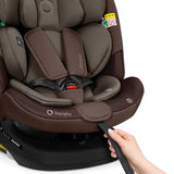 Scaun auto, Lionelo, Bastiaan Plus i-Size, 4 in 1, Protectie laterala, Cu spatar inclinabil in 6 pozitii, Cu tetiera reglabila in 12 pozitii, Rotire 360 grade, Top Tether, 0-36 Kg, 40-150 cm, Cu Isofix, Conform cu R129/04, Beige Choco