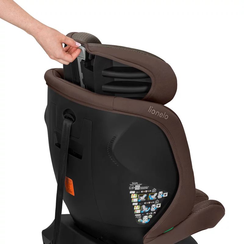 Scaun auto, Lionelo, Bastiaan Plus i-Size, 4 in 1, Protectie laterala, Cu spatar inclinabil in 6 pozitii, Cu tetiera reglabila in 12 pozitii, Rotire 360 grade, Top Tether, 0-36 Kg, 40-150 cm, Cu Isofix, Conform cu R129/04, Beige Choco
