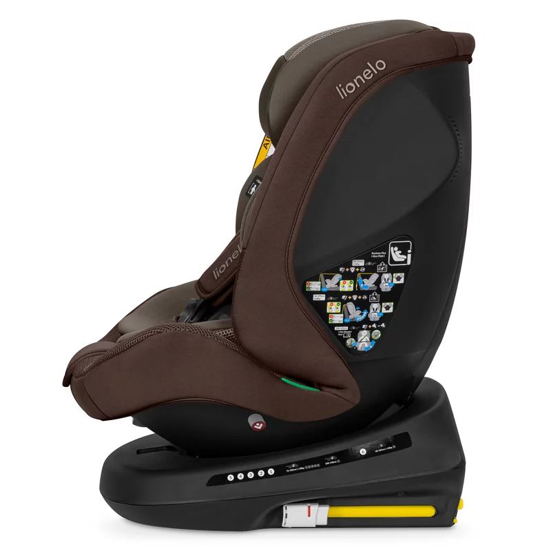 Scaun auto, Lionelo, Bastiaan Plus i-Size, 4 in 1, Protectie laterala, Cu spatar inclinabil in 6 pozitii, Cu tetiera reglabila in 12 pozitii, Rotire 360 grade, Top Tether, 0-36 Kg, 40-150 cm, Cu Isofix, Conform cu R129/04, Beige Choco