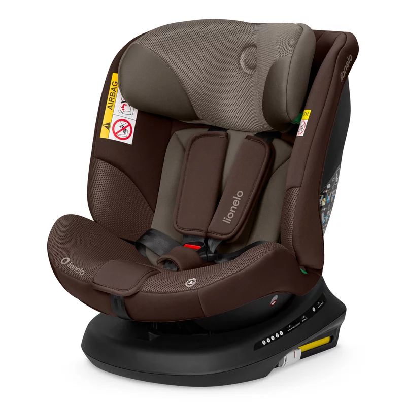 Scaun auto, Lionelo, Bastiaan Plus i-Size, 4 in 1, Protectie laterala, Cu spatar inclinabil in 6 pozitii, Cu tetiera reglabila in 12 pozitii, Rotire 360 grade, Top Tether, 0-36 Kg, 40-150 cm, Cu Isofix, Conform cu R129/04, Beige Choco