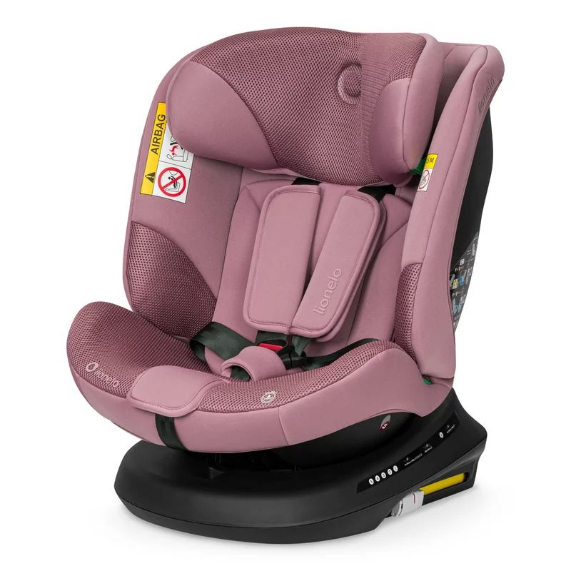 Scaun auto, Lionelo, Bastiaan Plus i-Size, 4 in 1, Protectie laterala, Cu spatar inclinabil in 6 pozitii, Cu tetiera reglabila in 12 pozitii, Rotire 360 grade, Top Tether, 0-36 Kg, 40-150 cm, Cu Isofix, Conform cu R129/04, Roz