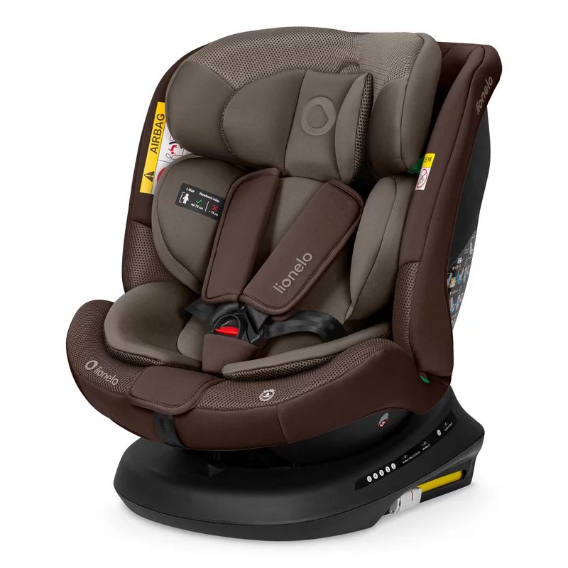 Scaun auto, Lionelo, Bastiaan Plus i-Size, 4 in 1, Protectie laterala, Cu spatar inclinabil in 6 pozitii, Cu tetiera reglabila in 12 pozitii, Rotire 360 grade, Top Tether, 0-36 Kg, 40-150 cm, Cu Isofix, Conform cu R129/04, Beige Choco