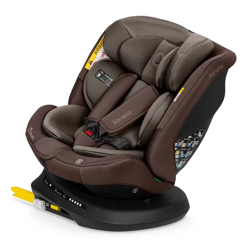 Scaun auto, Lionelo, Bastiaan Plus i-Size, 4 in 1, Protectie laterala, Cu spatar inclinabil in 6 pozitii, Cu tetiera reglabila in 12 pozitii, Rotire 360 grade, Top Tether, 0-36 Kg, 40-150 cm, Cu Isofix, Conform cu R129/04, Beige Choco
