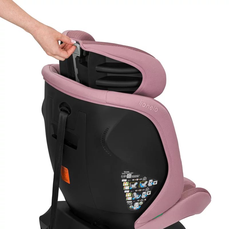 Scaun auto, Lionelo, Bastiaan Plus i-Size, 4 in 1, Protectie laterala, Cu spatar inclinabil in 6 pozitii, Cu tetiera reglabila in 12 pozitii, Rotire 360 grade, Top Tether, 0-36 Kg, 40-150 cm, Cu Isofix, Conform cu R129/04, Roz