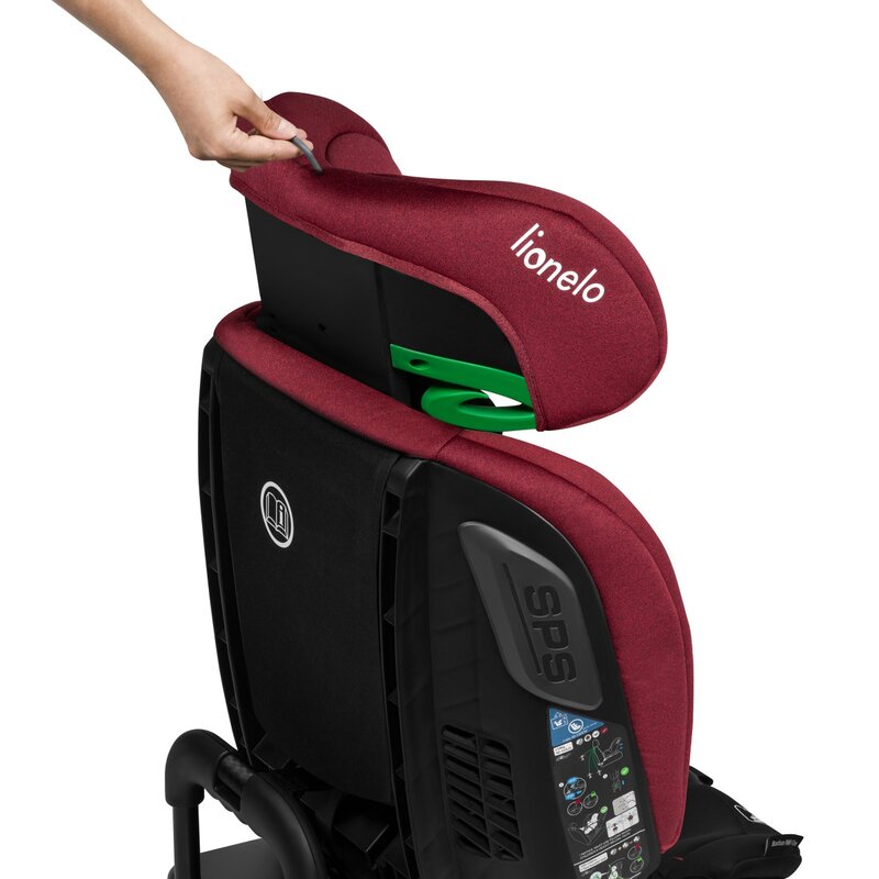 Scaun auto, Lionelo, Bastiaan RWF i-Size, Pozitie de somn, Protectie laterala, Rotire 360 grade, 0-36 Kg, Cu Isofix si Centura Top Tether, Conform cu standardul european de securitate ECE R129, Rosu