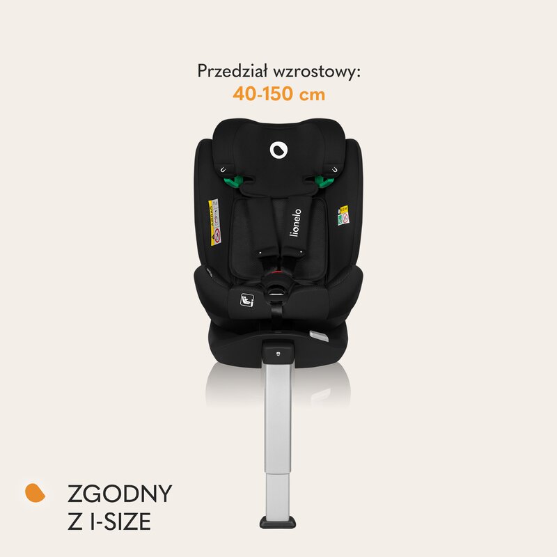 Scaun auto, Lionelo, Braam Air, i-Size, 0-36 Kg, 40-150 cm, Cu isofix si picior de fixare, Protectie laterala, Rotire 360 grade, Ajustare spatar in 5 pozitii, Tetiera reglabila in 14 trepte, Tehnologie de ventilatie Air Flow, Conform cu R129, Gri - gogobaby.ro