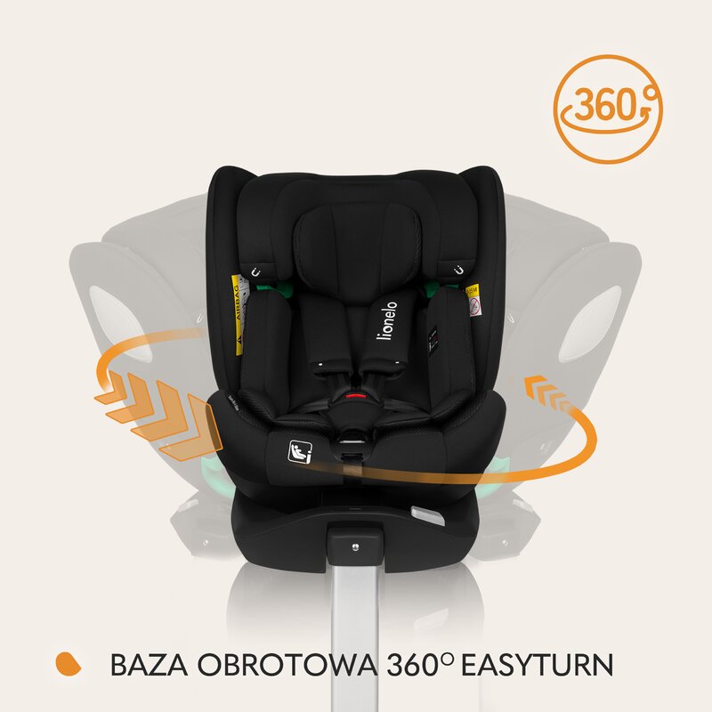 Scaun auto, Lionelo, Braam Air, i-Size, 0-36 Kg, 40-150 cm, Cu isofix si picior de fixare, Protectie laterala, Rotire 360 grade, Ajustare spatar in 5 pozitii, Tetiera reglabila in 14 trepte, Tehnologie de ventilatie Air Flow, Conform cu R129, Gri - gogobaby.ro