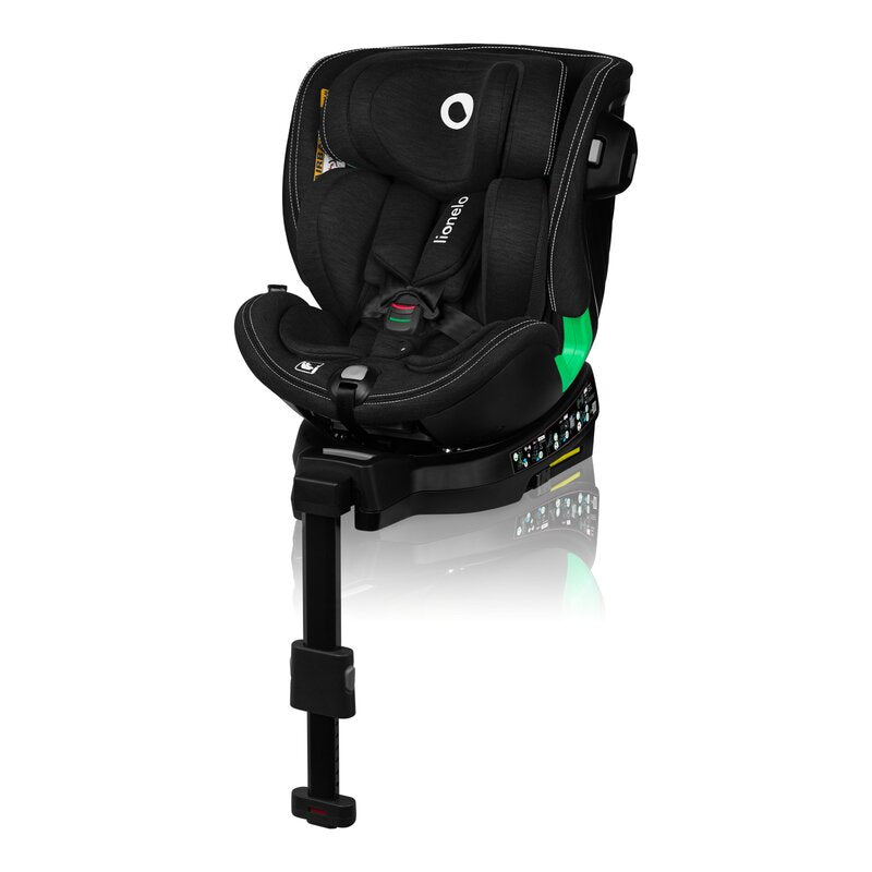 Scaun auto, Lionelo, Harmony i-Size, Rotire 360 grade, Protectie laterala, Cu spatar reglabil in 5 pozitii, Cu tetiera reglabila in 12 pozitii, 0-36 Kg, 40-150 cm, Cu Isofix, Husa din bambus, Conform cu ECE R129, Negru - gogobaby.ro