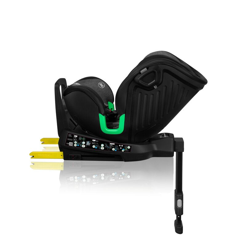 Scaun auto, Lionelo, Harmony i-Size, Rotire 360 grade, Protectie laterala, Cu spatar reglabil in 5 pozitii, Cu tetiera reglabila in 12 pozitii, 0-36 Kg, 40-150 cm, Cu Isofix, Husa din bambus, Conform cu ECE R129, Gri inchis