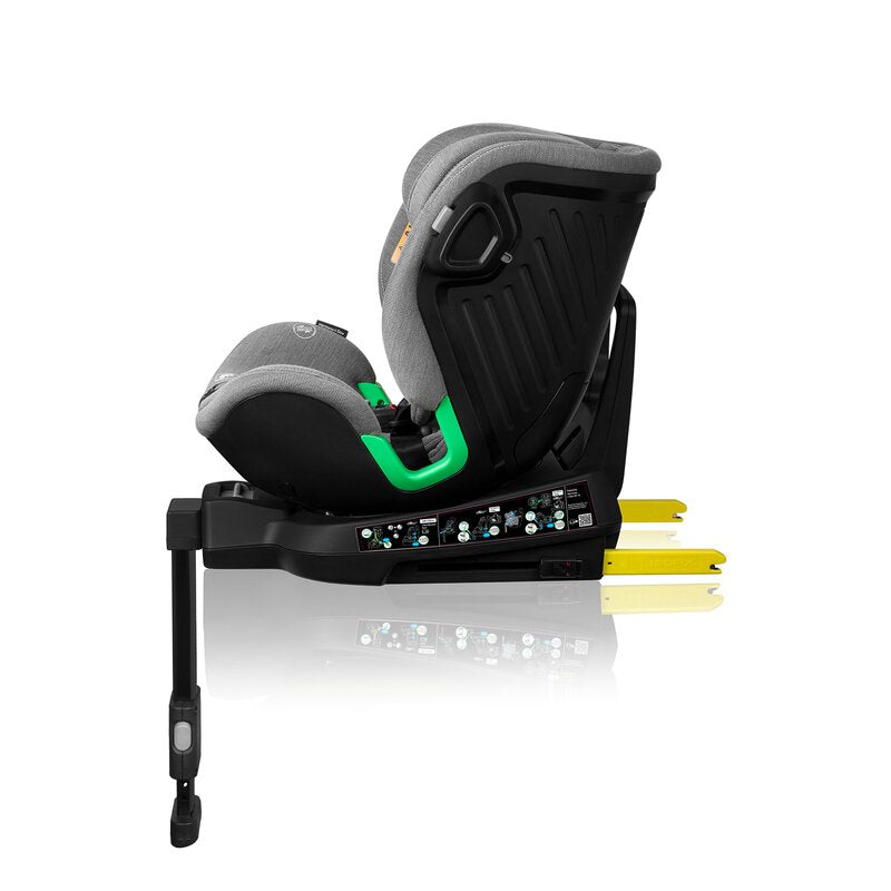 Scaun auto, Lionelo, Harmony i-Size, Rotire 360 grade, Protectie laterala, Cu spatar reglabil in 5 pozitii, Cu tetiera reglabila in 12 pozitii, 0-36 Kg, 40-150 cm, Cu Isofix, Husa din bambus, Conform cu ECE R129, Gri deschis