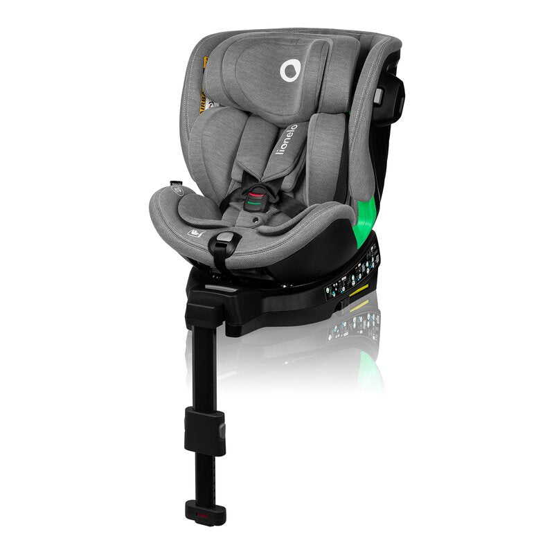Scaun auto, Lionelo, Harmony i-Size, Rotire 360 grade, Protectie laterala, Cu spatar reglabil in 5 pozitii, Cu tetiera reglabila in 12 pozitii, 0-36 Kg, 40-150 cm, Cu Isofix, Husa din bambus, Conform cu ECE R129, Gri deschis - gogobaby.ro