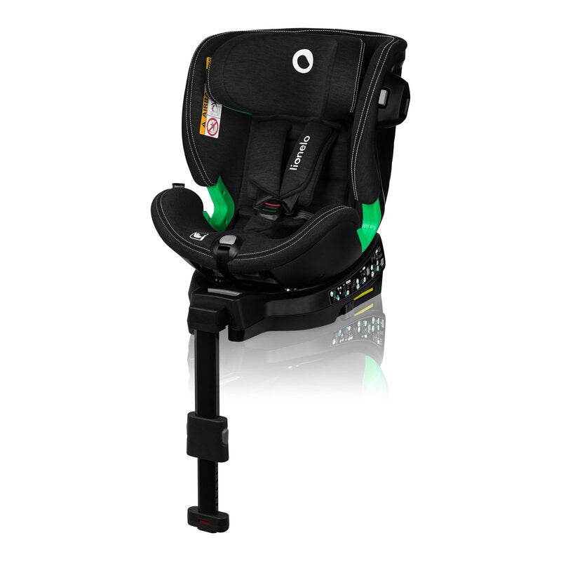 Scaun auto, Lionelo, Harmony i-Size, Rotire 360 grade, Protectie laterala, Cu spatar reglabil in 5 pozitii, Cu tetiera reglabila in 12 pozitii, 0-36 Kg, 40-150 cm, Cu Isofix, Husa din bambus, Conform cu ECE R129, Negru - gogobaby.ro