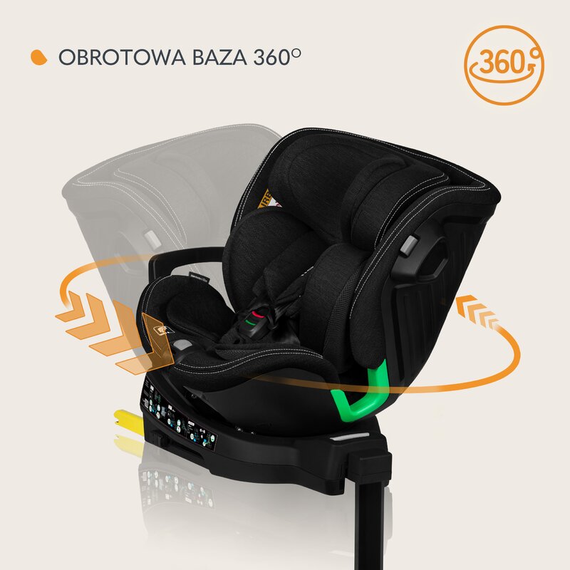 Scaun auto, Lionelo, Harmony i-Size, Rotire 360 grade, Protectie laterala, Cu spatar reglabil in 5 pozitii, Cu tetiera reglabila in 12 pozitii, 0-36 Kg, 40-150 cm, Cu Isofix, Husa din bambus, Conform cu ECE R129, Negru - gogobaby.ro