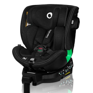 Scaun auto, Lionelo, Harmony i-Size, Rotire 360 grade, Protectie laterala, Cu spatar reglabil in 5 pozitii, Cu tetiera reglabila in 12 pozitii, 0-36 Kg, 40-150 cm, Cu Isofix, Husa din bambus, Conform cu ECE R129, Negru