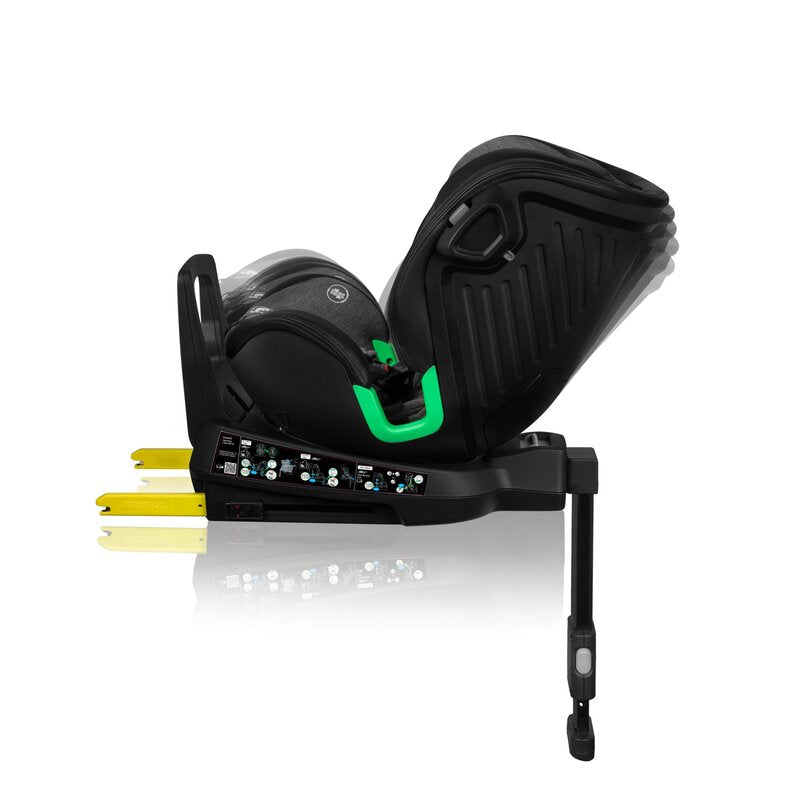 Scaun auto, Lionelo, Harmony i-Size, Rotire 360 grade, Protectie laterala, Cu spatar reglabil in 5 pozitii, Cu tetiera reglabila in 12 pozitii, 0-36 Kg, 40-150 cm, Cu Isofix, Husa din bambus, Conform cu ECE R129, Gri inchis