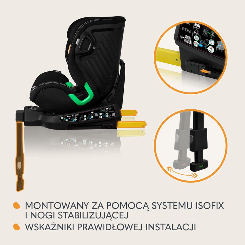 Scaun auto, Lionelo, Harmony i-Size, Rotire 360 grade, Protectie laterala, Cu spatar reglabil in 5 pozitii, Cu tetiera reglabila in 12 pozitii, 0-36 Kg, 40-150 cm, Cu Isofix, Husa din bambus, Conform cu ECE R129, Negru - gogobaby.ro