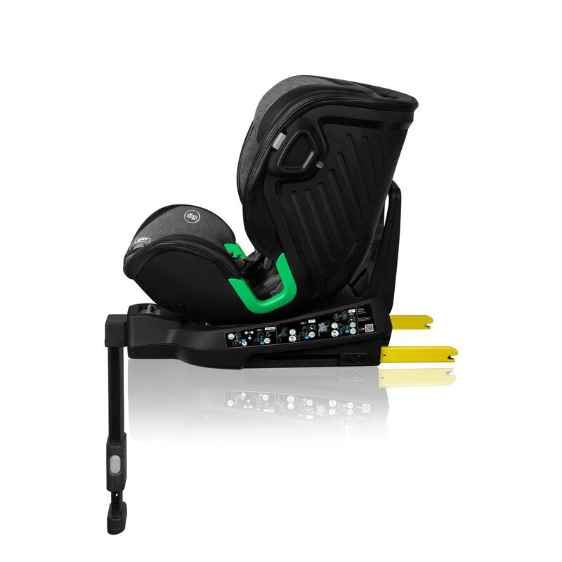 Scaun auto, Lionelo, Harmony i-Size, Rotire 360 grade, Protectie laterala, Cu spatar reglabil in 5 pozitii, Cu tetiera reglabila in 12 pozitii, 0-36 Kg, 40-150 cm, Cu Isofix, Husa din bambus, Conform cu ECE R129, Gri inchis