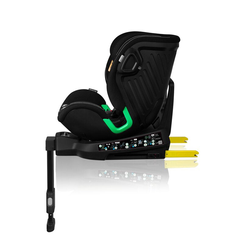 Scaun auto, Lionelo, Harmony i-Size, Rotire 360 grade, Protectie laterala, Cu spatar reglabil in 5 pozitii, Cu tetiera reglabila in 12 pozitii, 0-36 Kg, 40-150 cm, Cu Isofix, Husa din bambus, Conform cu ECE R129, Negru - gogobaby.ro