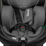 Scaun auto, Lionelo, Harmony i-Size, Rotire 360 grade, Protectie laterala, Cu spatar reglabil in 5 pozitii, Cu tetiera reglabila in 12 pozitii, 0-36 Kg, 40-150 cm, Cu Isofix, Husa din bambus, Conform cu ECE R129, Gri inchis