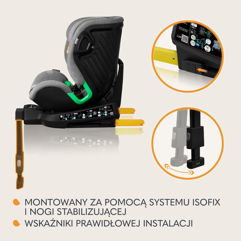 Scaun auto, Lionelo, Harmony i-Size, Rotire 360 grade, Protectie laterala, Cu spatar reglabil in 5 pozitii, Cu tetiera reglabila in 12 pozitii, 0-36 Kg, 40-150 cm, Cu Isofix, Husa din bambus, Conform cu ECE R129, Gri deschis - gogobaby.ro