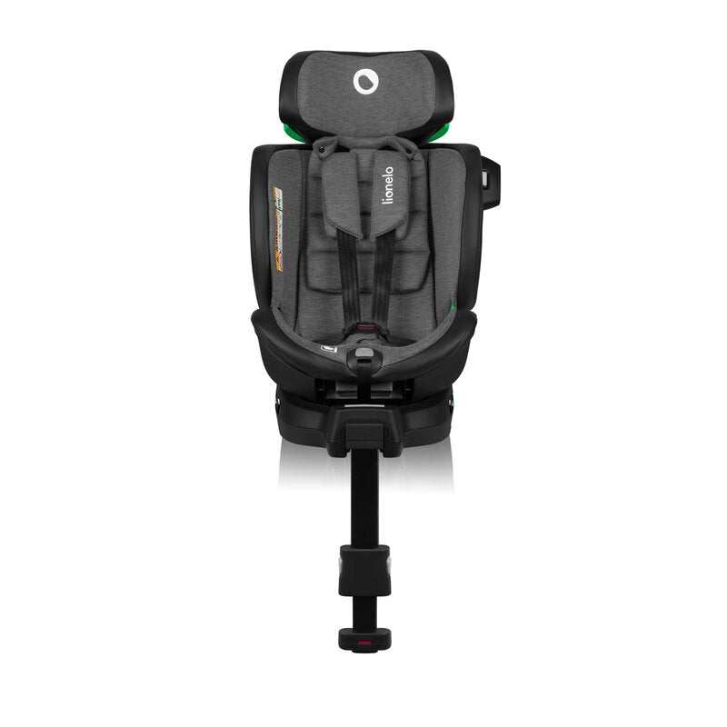 Scaun auto, Lionelo, Harmony i-Size, Rotire 360 grade, Protectie laterala, Cu spatar reglabil in 5 pozitii, Cu tetiera reglabila in 12 pozitii, 0-36 Kg, 40-150 cm, Cu Isofix, Husa din bambus, Conform cu ECE R129, Gri inchis