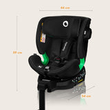 Scaun auto, Lionelo, Harmony i-Size, Rotire 360 grade, Protectie laterala, Cu spatar reglabil in 5 pozitii, Cu tetiera reglabila in 12 pozitii, 0-36 Kg, 40-150 cm, Cu Isofix, Husa din bambus, Conform cu ECE R129, Negru