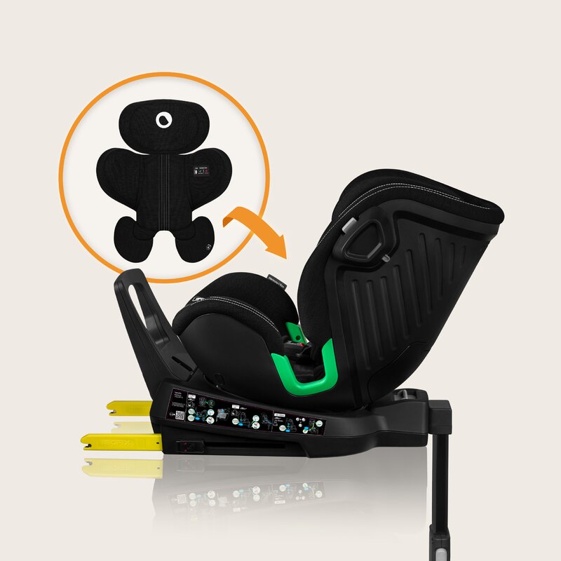 Scaun auto, Lionelo, Harmony i-Size, Rotire 360 grade, Protectie laterala, Cu spatar reglabil in 5 pozitii, Cu tetiera reglabila in 12 pozitii, 0-36 Kg, 40-150 cm, Cu Isofix, Husa din bambus, Conform cu ECE R129, Negru - gogobaby.ro