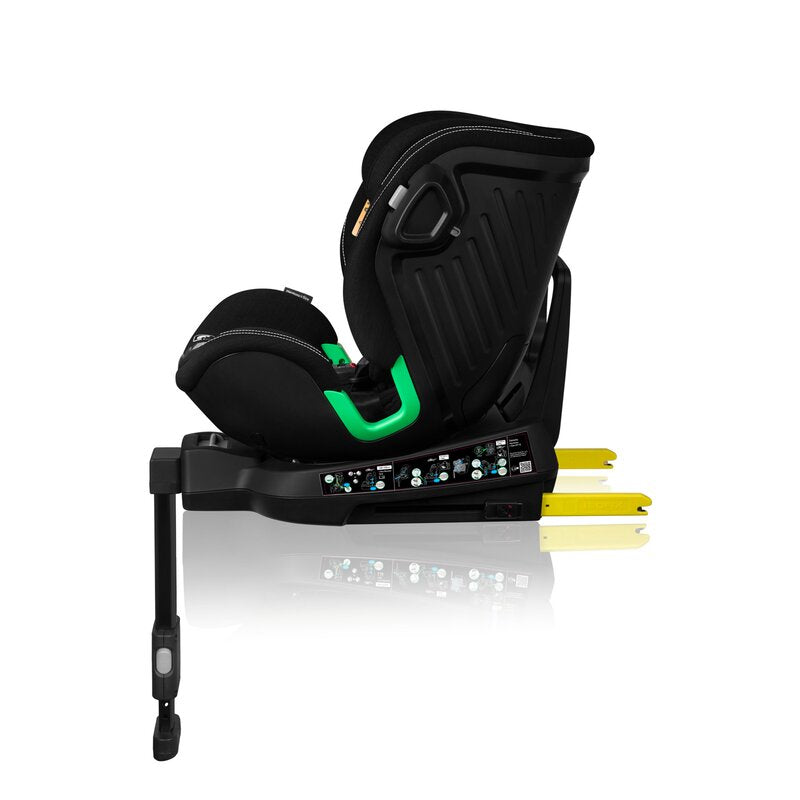 Scaun auto, Lionelo, Harmony i-Size, Rotire 360 grade, Protectie laterala, Cu spatar reglabil in 5 pozitii, Cu tetiera reglabila in 12 pozitii, 0-36 Kg, 40-150 cm, Cu Isofix, Husa din bambus, Conform cu ECE R129, Negru - gogobaby.ro