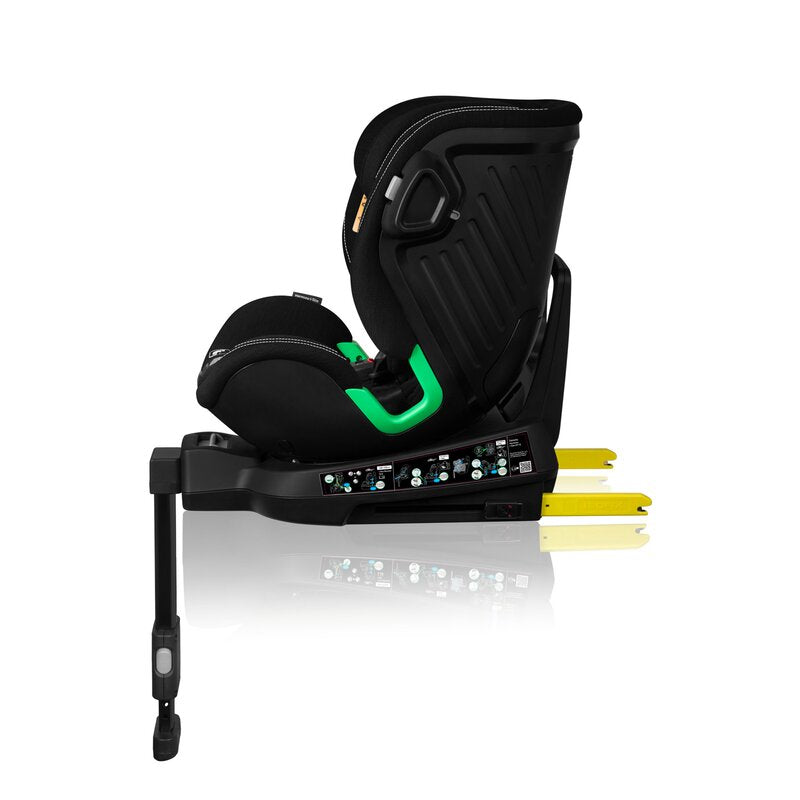 Scaun auto, Lionelo, Harmony i-Size, Rotire 360 grade, Protectie laterala, Cu spatar reglabil in 5 pozitii, Cu tetiera reglabila in 12 pozitii, 0-36 Kg, 40-150 cm, Cu Isofix, Husa din bambus, Conform cu ECE R129, Negru - gogobaby.ro