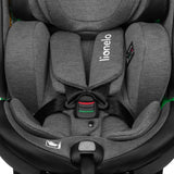Scaun auto, Lionelo, Harmony i-Size, Rotire 360 grade, Protectie laterala, Cu spatar reglabil in 5 pozitii, Cu tetiera reglabila in 12 pozitii, 0-36 Kg, 40-150 cm, Cu Isofix, Husa din bambus, Conform cu ECE R129, Gri inchis