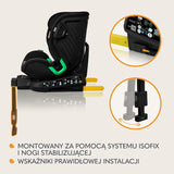 Scaun auto, Lionelo, Harmony i-Size, Rotire 360 grade, Protectie laterala, Cu spatar reglabil in 5 pozitii, Cu tetiera reglabila in 12 pozitii, 0-36 Kg, 40-150 cm, Cu Isofix, Husa din bambus, Conform cu ECE R129, Negru