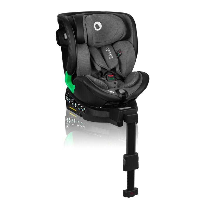 Scaun auto, Lionelo, Harmony i-Size, Rotire 360 grade, Protectie laterala, Cu spatar reglabil in 5 pozitii, Cu tetiera reglabila in 12 pozitii, 0-36 Kg, 40-150 cm, Cu Isofix, Husa din bambus, Conform cu ECE R129, Gri inchis